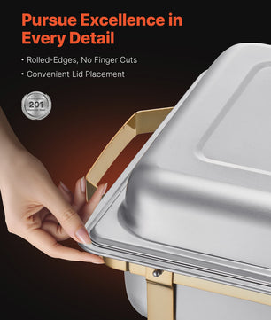 4-delige RVS Chafing Dish Set - 8 Qt Buffet Warmhoudbakken voor Catering & Feesten