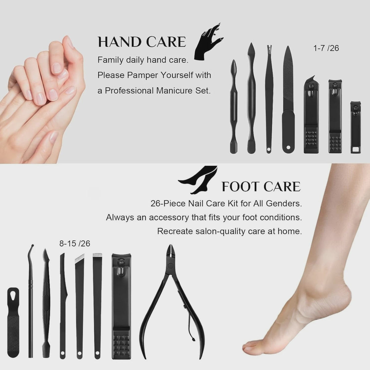 26-delige Professionele Manicure & Pedicure Set van Roestvrij Staal