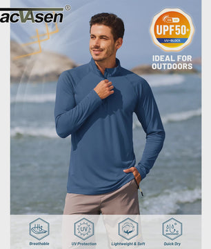 TACVASEN Heren UV Bescherming T-shirt Lange Mouw - UPF50+ Sneldrogend