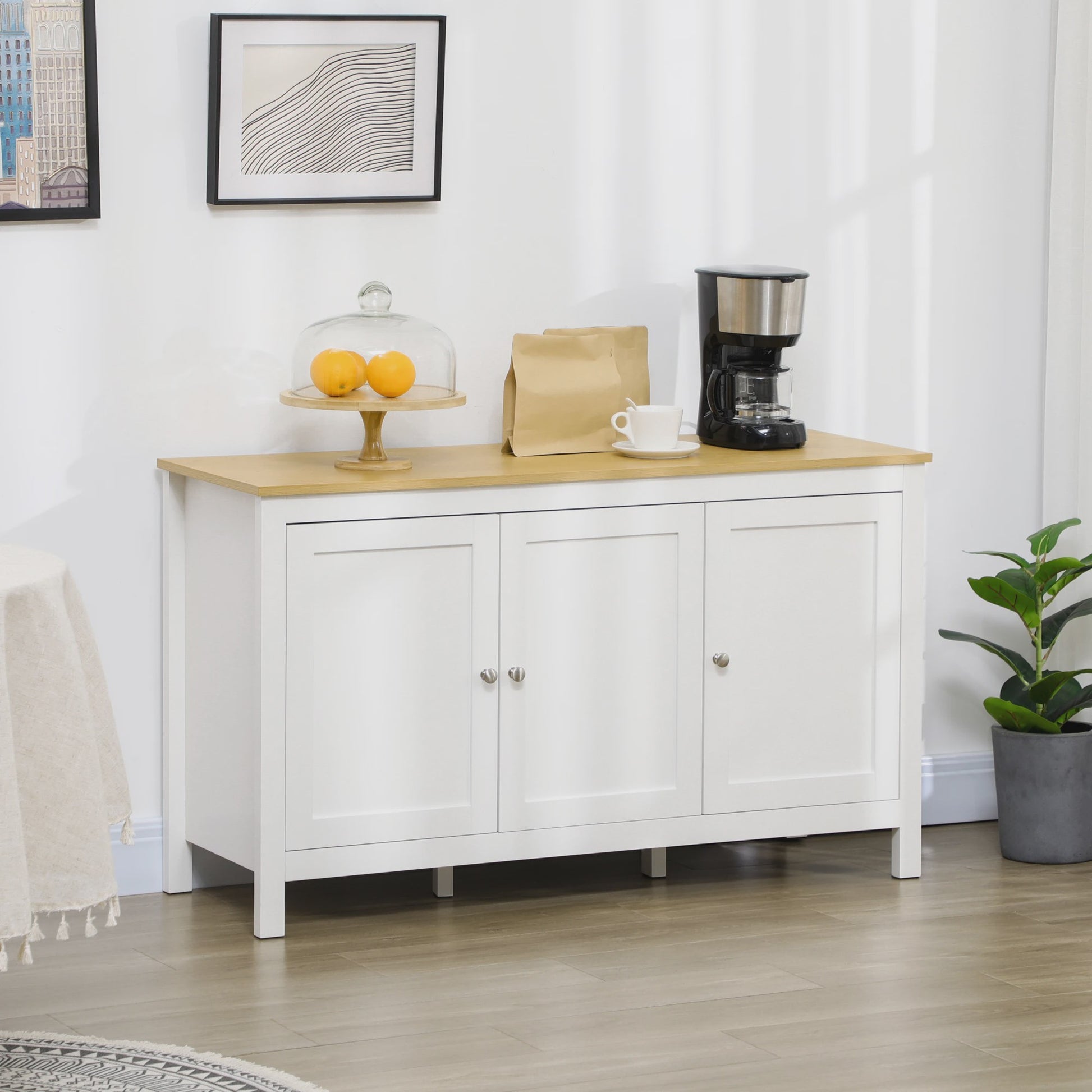 Moderne Keukenkast Sideboard met 3 Deuren - 120x40x70 cm Wit