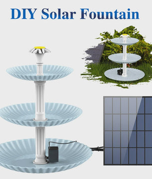 3-Tier Zonne-Fontein Vogelbad & Voederstation - Decoratieve Tuindecoratie