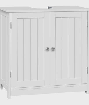 Witte Houten Onderbouw Wastafelkast - Vrijstaand Badkamerkast met Verstelbare Plank