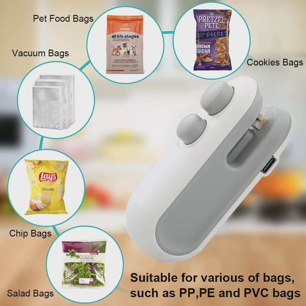 Mini Heat Sealer: Draagbare Plastic Zak Sealer & Snijder met USB Opladen