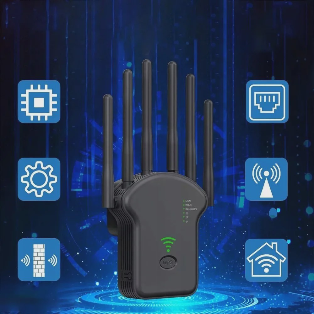 Krachtige WiFi Repeater 1200Mbps met 6 Antennes - Versterk je Netwerkbereik