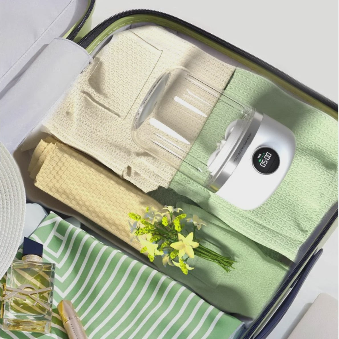 Draagbare Mini Wasmachine voor Ondergoed & Sokken - 1L Capaciteit, Dehydraterend