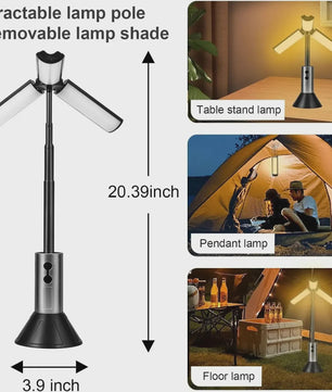Multifunctionele Campinglamp & Zaklamp 2-in-1, USB Oplaadbaar met Haak