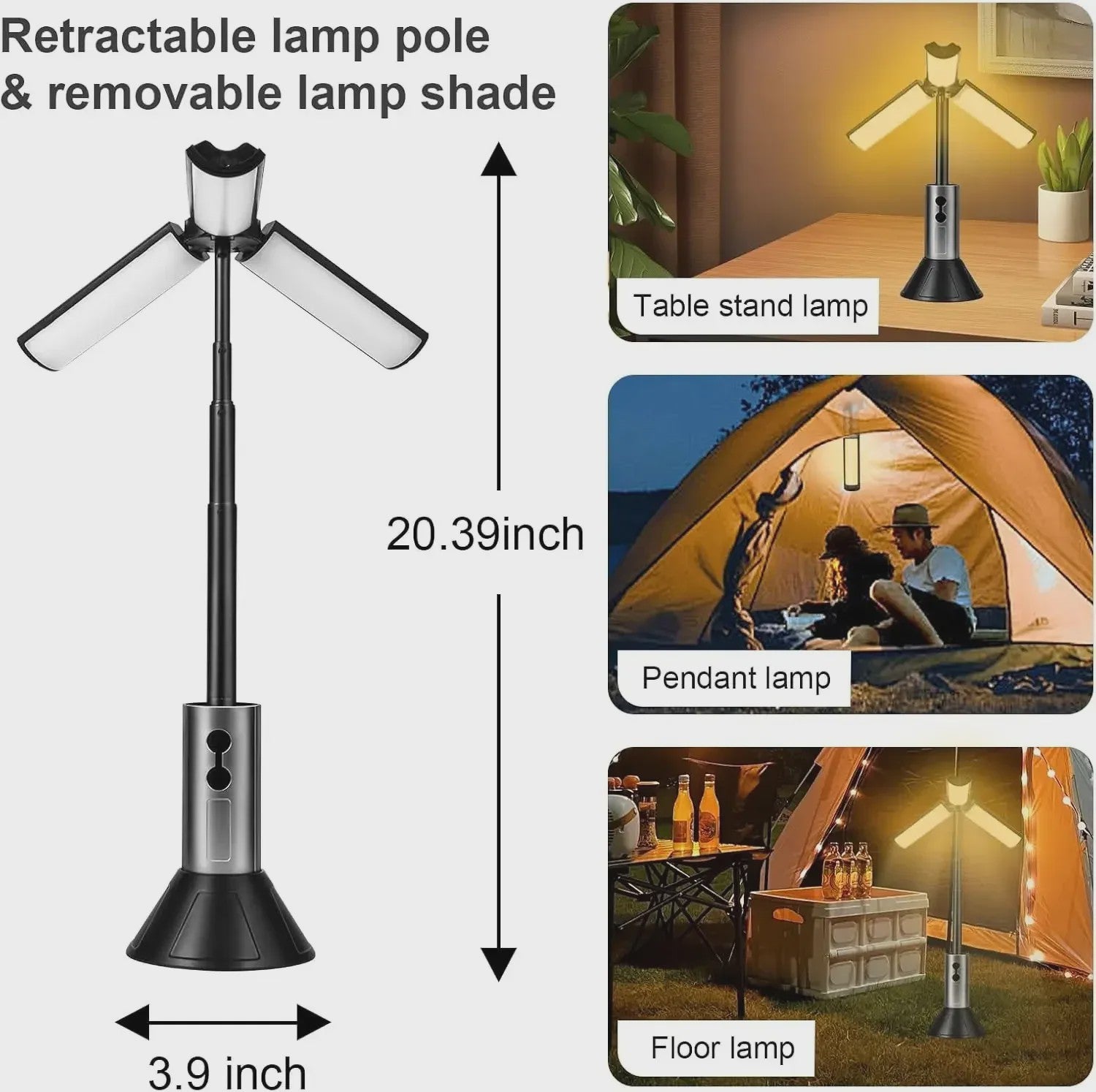 Multifunctionele Campinglamp & Zaklamp 2-in-1, USB Oplaadbaar met Haak