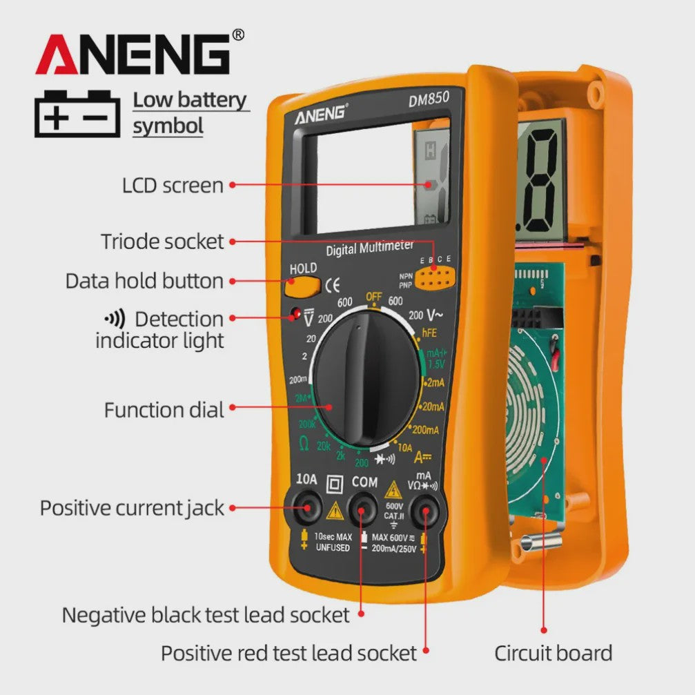ANENG DM850 Digitale Multimeter - Professionele Spannings- en Stroomtester