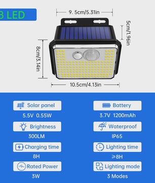 Krachtige Solar Buitenlamp met 148 LED's, Bewegingssensor & IP65 Waterdicht - 3 Modi