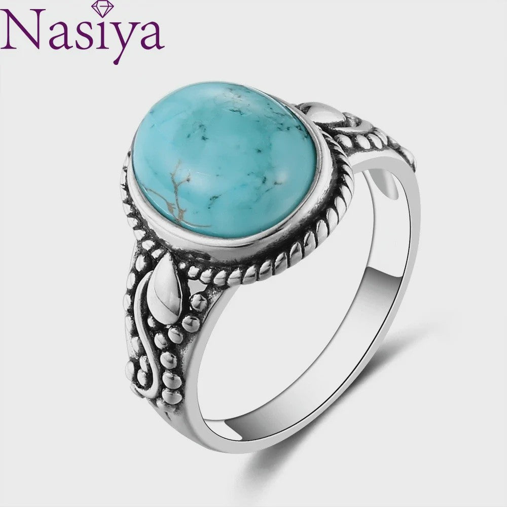 S925 Zilveren Ring met Ovaal Natuurlijke Turkoois - Fijne Sieraden voor Dames en Heren