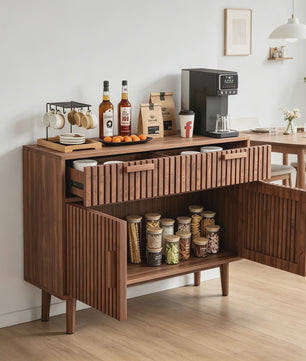 Mid-Century Houten Sideboardkast met 2 Lades en 2 Deuren - Stijlvolle Opbergoplossing