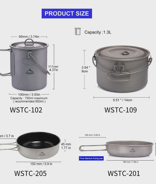 Widesea Titanium Kookset - Lichtgewicht Pannenset voor Outdoor Avonturen