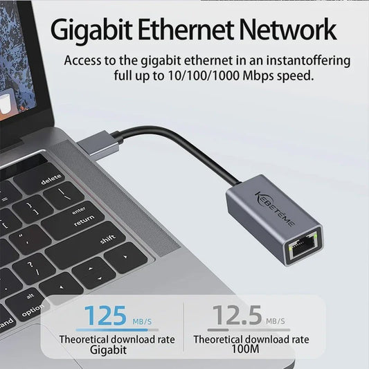 KEBIDUMEI USB 3.0 naar RJ45 Gigabit Netwerkkaart - 1000Mbps Ethernet Adapter