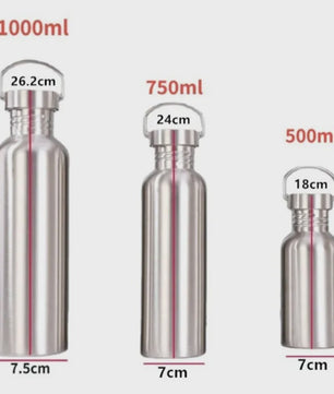 RVS Waterfles 500/750/1000ml - Duurzame Sportfles met Grote Opening