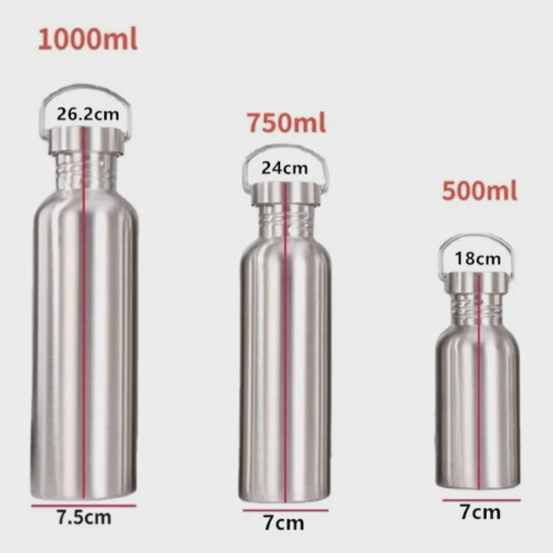 RVS Waterfles 500/750/1000ml - Duurzame Sportfles met Grote Opening
