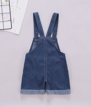 Schattige Denim Tuinbroek Shorts met Cartoon Print voor Kinderen (1-3 Jaar)