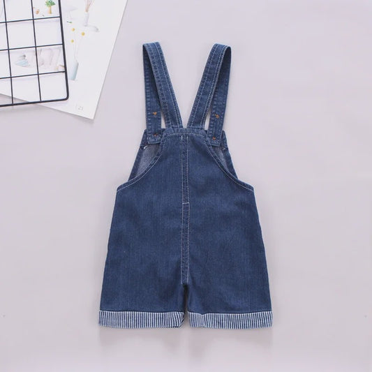 Schattige Denim Tuinbroek Shorts met Cartoon Print voor Kinderen (1-3 Jaar)
