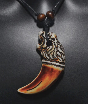 Stoere Leeuwentand Ketting Hanger - Retro Afrikaanse Tribal Stijl Amulet