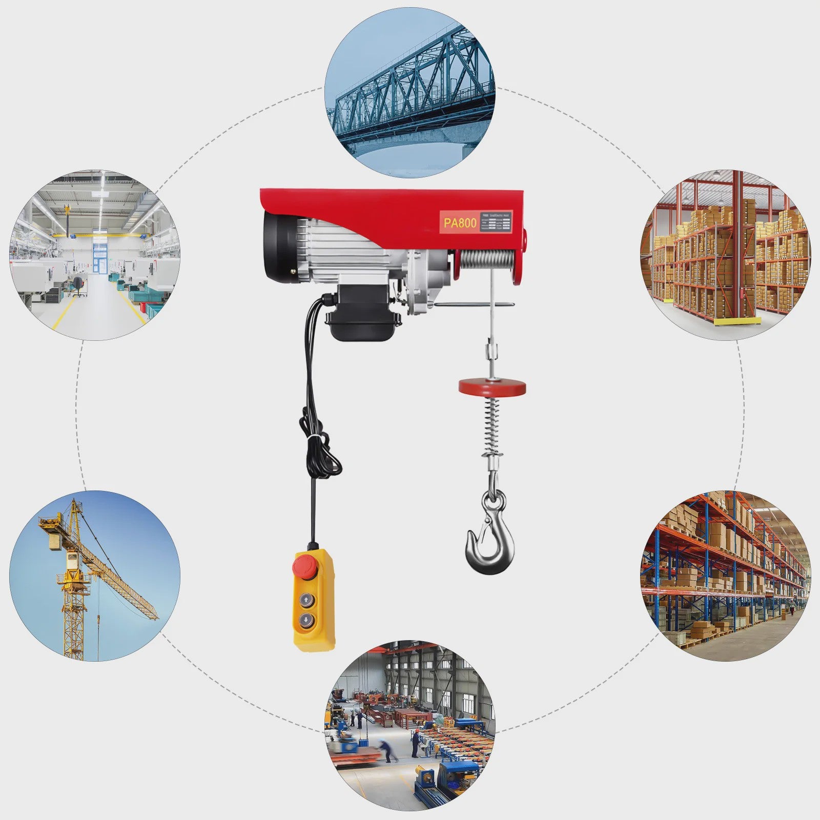 Elektrische Takel 800/1000kg - Krachtige Lier voor Werkplaats, Magazijn & Bouw