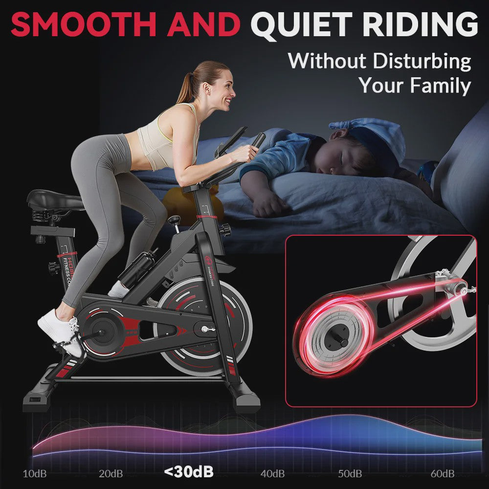 Hometrainer met Vliegwiel (10kg), LCD Display en Stille Werking - Max 120kg Belasting