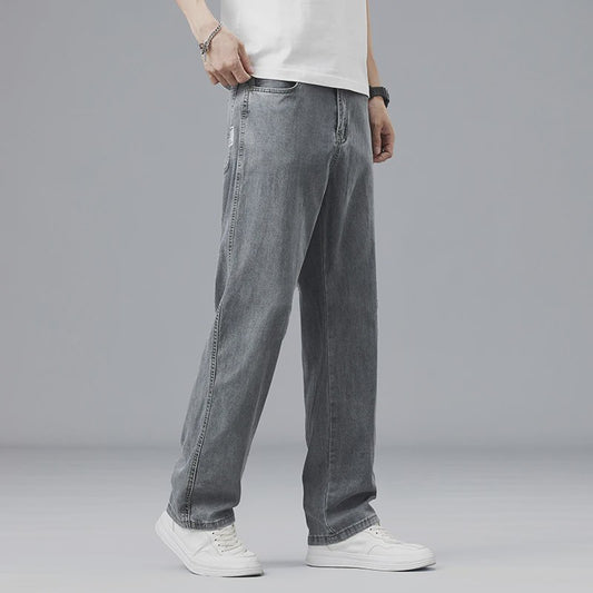 Luchtige Lyocell Heren Jeans - Zomer Broek met Loose Fit & Elastische Taille