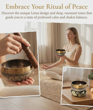 Tibetaanse Klankschaal Lotus Set - Uniek Cadeau voor Meditatie, Yoga & Chakra Balans