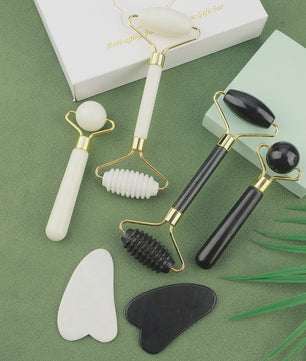 3-in-1 Gezichtsroller & Gua Sha Set - Jade Roller, Oogroller & Gezichtsmassage Tools