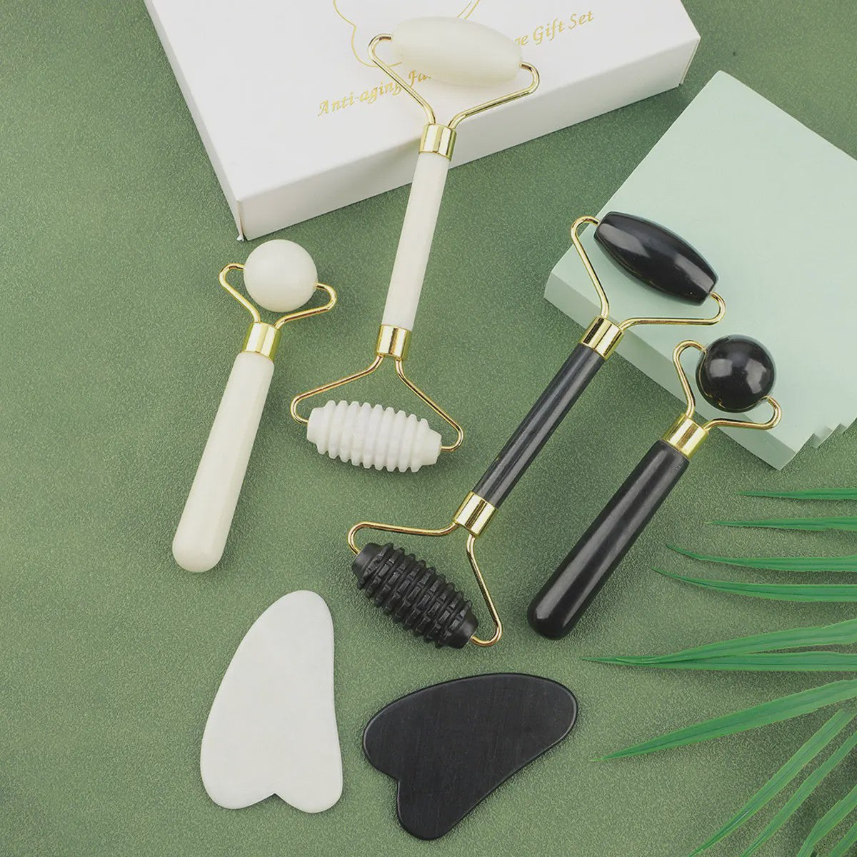 3-in-1 Gezichtsroller & Gua Sha Set - Jade Roller, Oogroller & Gezichtsmassage Tools