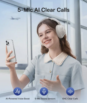 Baseus Bass EH10 NC Draadloze Koptelefoon - 45dB Noise Cancelling, 80 Uur Batterij, Bluetooth 6.0