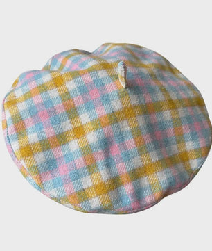 Stijlvolle Ruitjes Baret voor Dames - Retro Vliegende Schotel Hoed