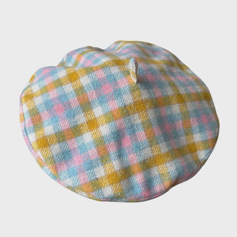 Stijlvolle Ruitjes Baret voor Dames - Retro Vliegende Schotel Hoed