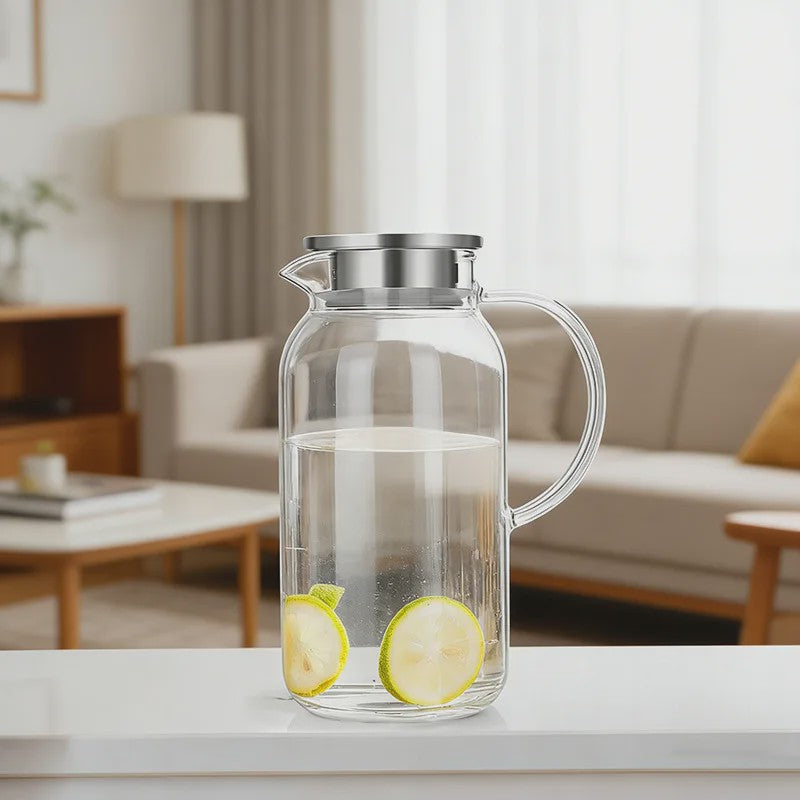 Glazen Waterkan 2.5L met Deksel - Hittebestendig Borosilicaatglas