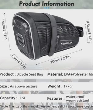 Waterdichte Fiets Zadel Tas met Reflecterende Strepen & Slimme Verlichting