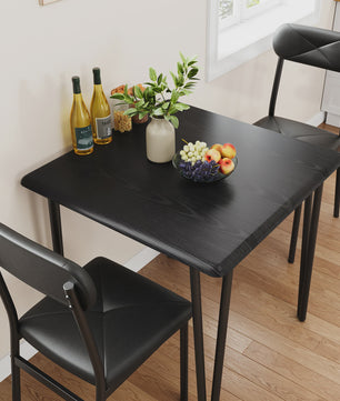 Compact Houten Eettafel voor 2 Personen met Gestoffeerde Stoelen - Ruimtebesparend & Modern