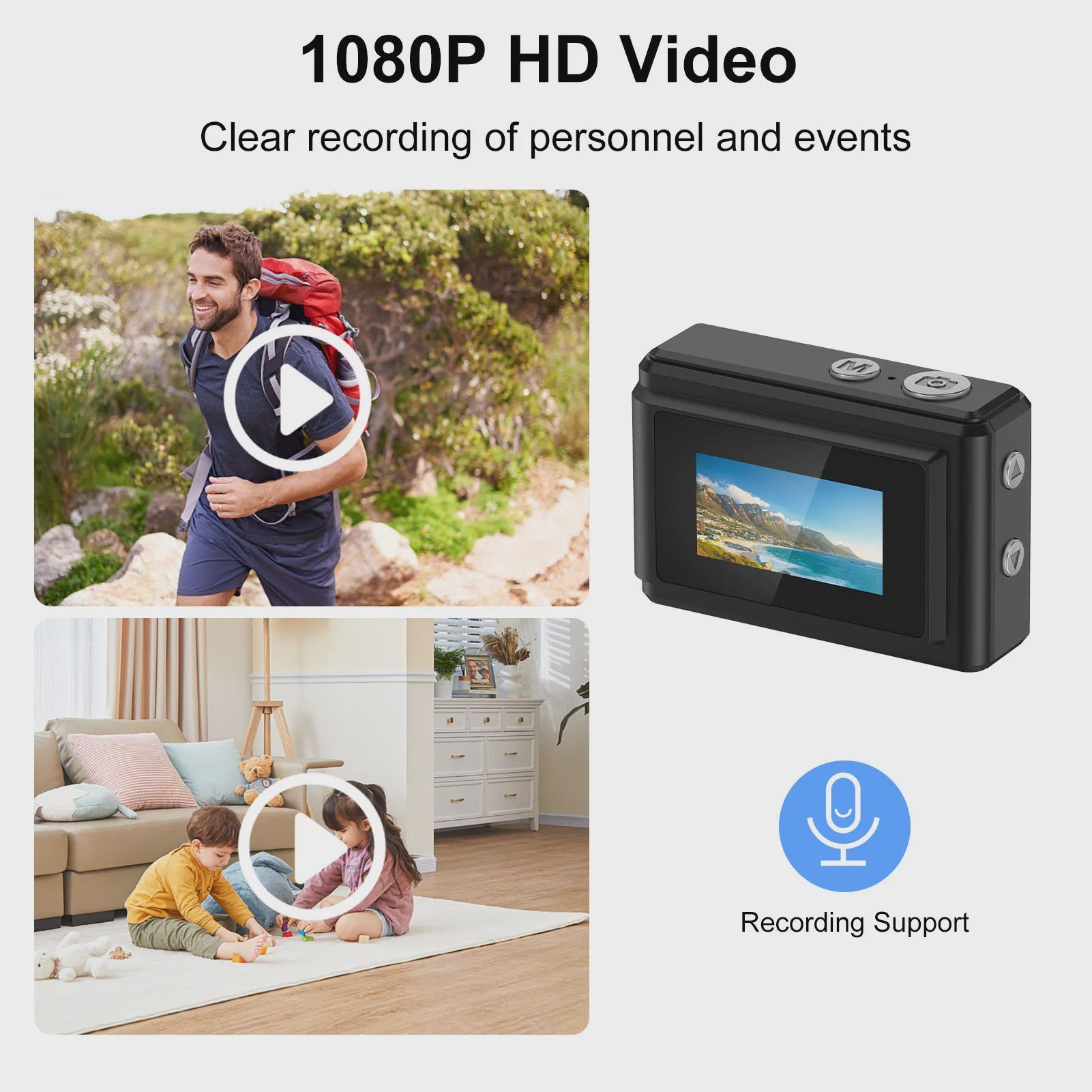 Mini Digitale Camera: Draagbare 1080P HD Recorder met Sleutelhanger & 12MP Foto