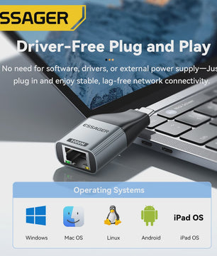 Essager Gigabit Type-C naar Ethernet Adapter 1000Mbps RJ45 Netwerkkaart