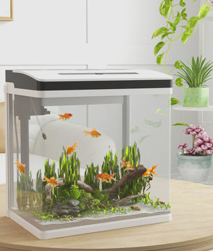 Pawut Aquarium 28L met LED Verlichting en Filter - Wit