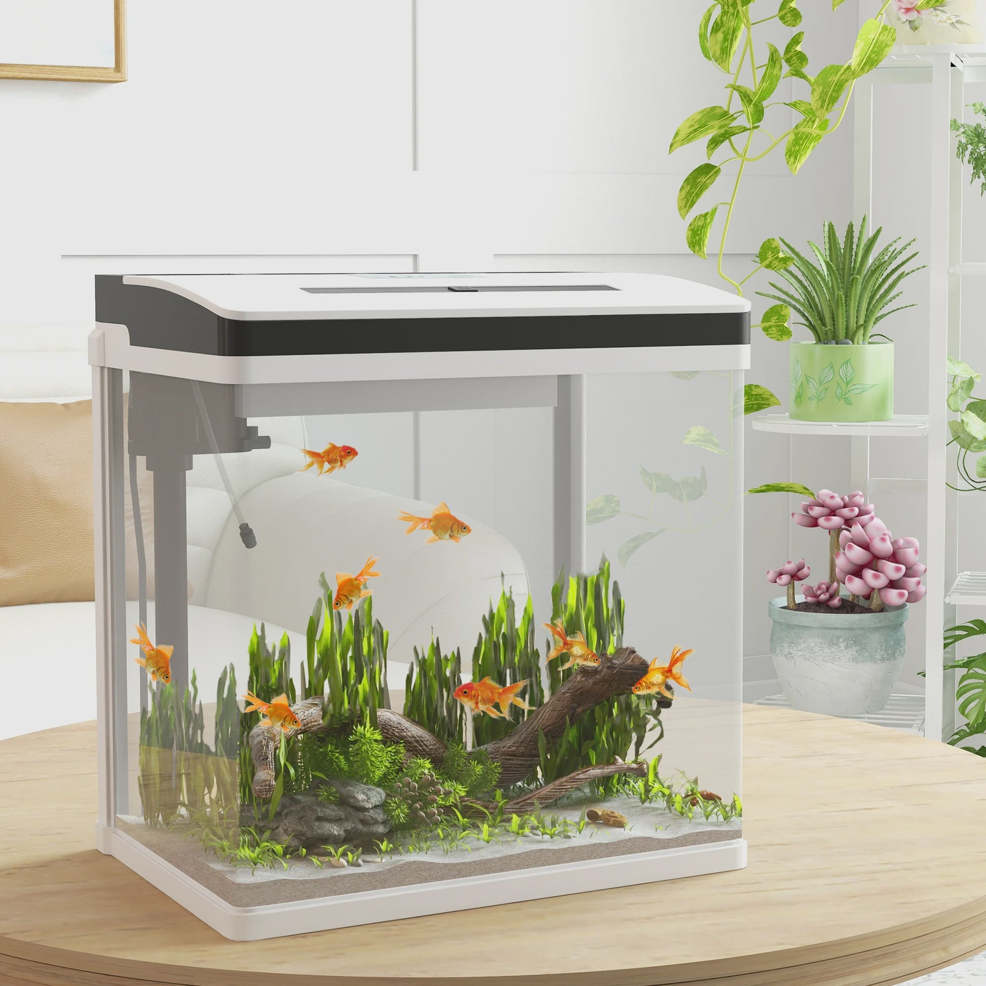 Pawut Aquarium 28L met LED Verlichting en Filter - Wit