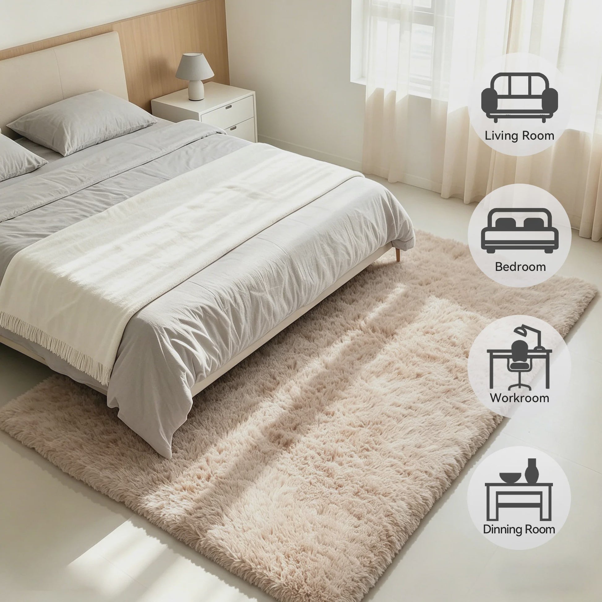 Superzacht Hoogpolig Vloerkleed - Pluizig & Luxueus voor Woonkamer, Slaapkamer & Kinderkamer