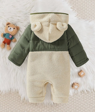 Schattige Baby Romper met Berenoren - Winter Fleece Jumpsuit voor Jongens & Meisjes (0-24M)