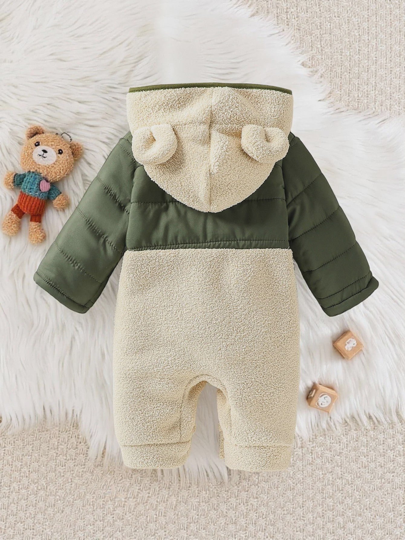 Schattige Baby Romper met Berenoren - Winter Fleece Jumpsuit voor Jongens & Meisjes (0-24M)