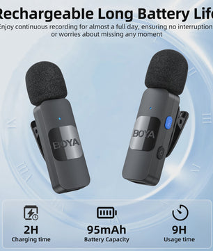 BOYA BY-V Professioneel Draadloos Lavalier Mini Microfoon Systeem voor iPhone & Android