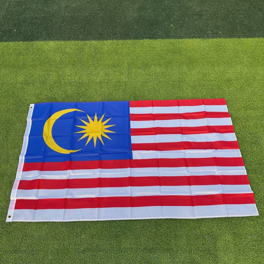 Maleisische Vlag 150x90cm - Polyester, Dubbel Gestikt