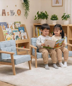 Kinderbankje Roze/Blauw - Wasbaar, Lichtgewicht Peuter Fauteuil met Afneembare Hoes
