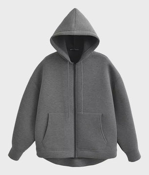 Dames Oversized Rits Hoodie Jas met Dubbele Zakken - Comfortabele Outerwear voor Herfst & Winter
