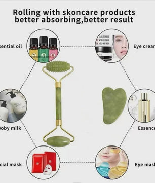 Natuurlijke Jade Roller & Gua Sha Set - Gezichtsmassage & Lichaam