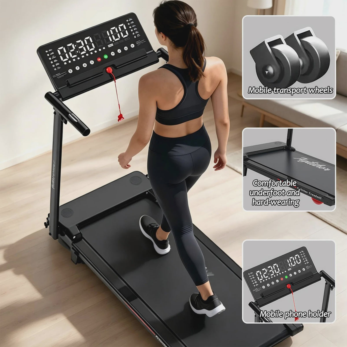 Opvouwbare Loopband voor Thuis - Elektrisch, 1.0-10.0 KM/H, met Afstandsbediening, LCD & Telefoonhouder
