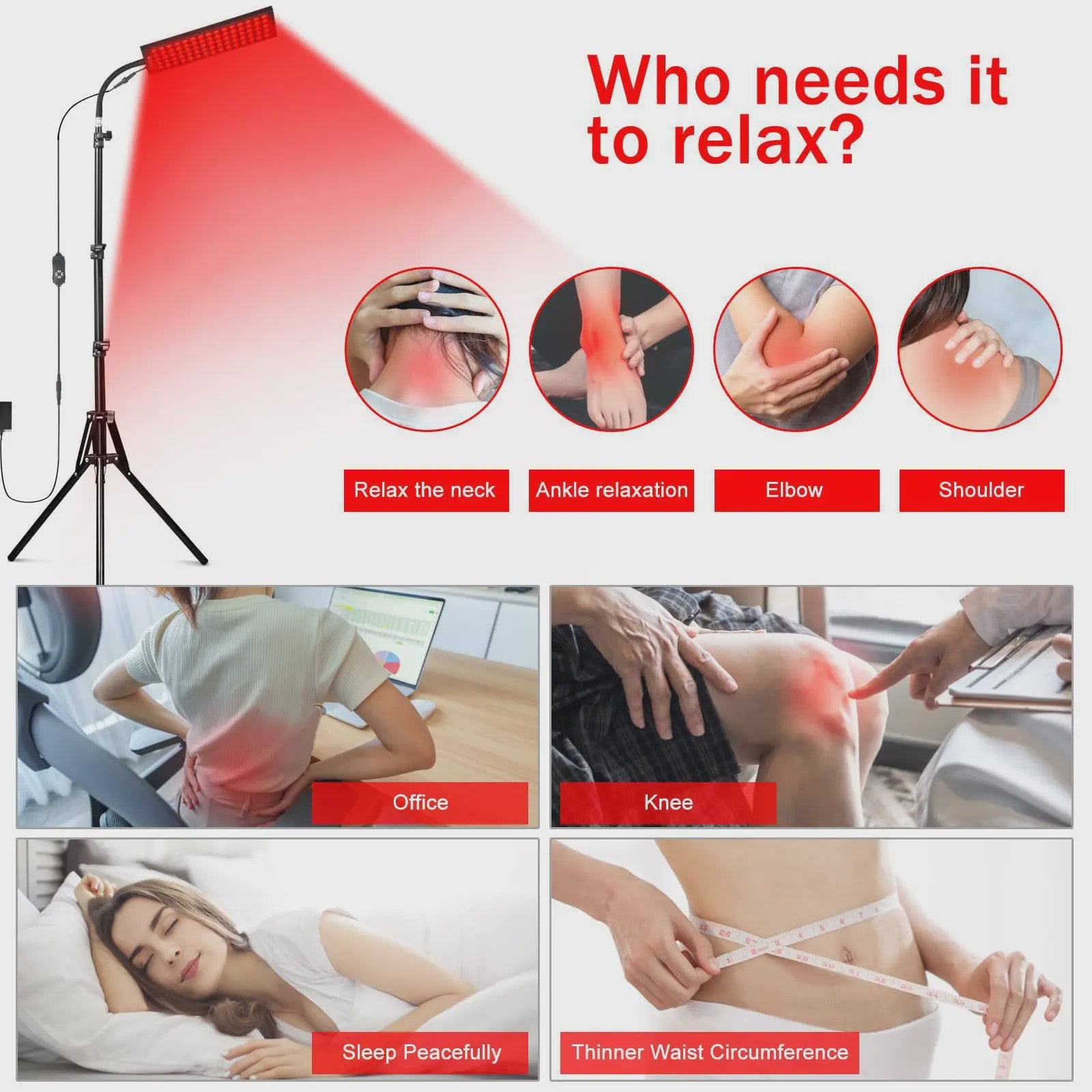 Roodlichttherapie Lamp met Verstelbare Stand - Dual Chip 660/850nm voor Pijnverlichting & Huidverzorging