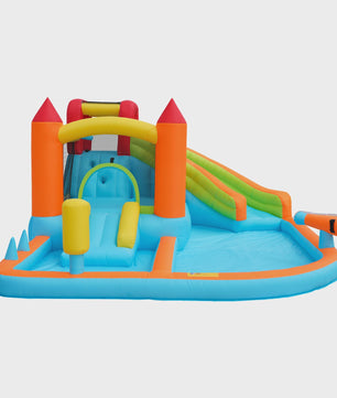 Opblaasbaar Kasteel met Waterbaan, Glijbaan, Trampoline & Waterkanon