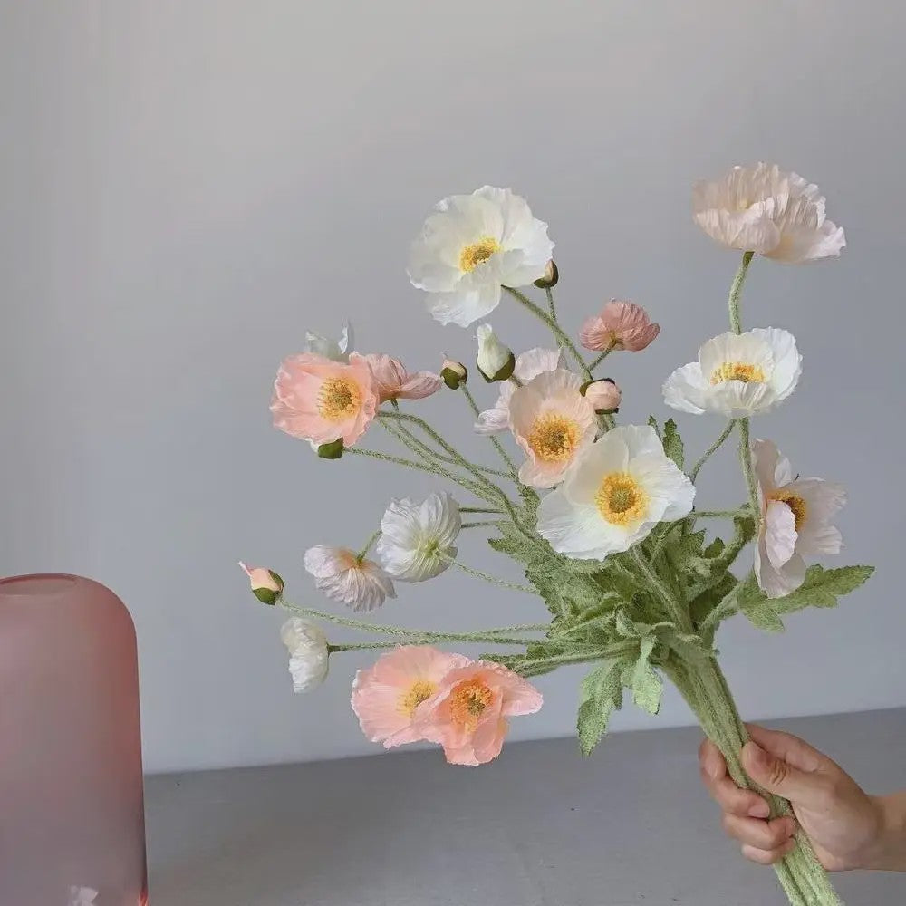 Zijden Papavers Kunstbloemen - Lange Stelen voor Decoratie